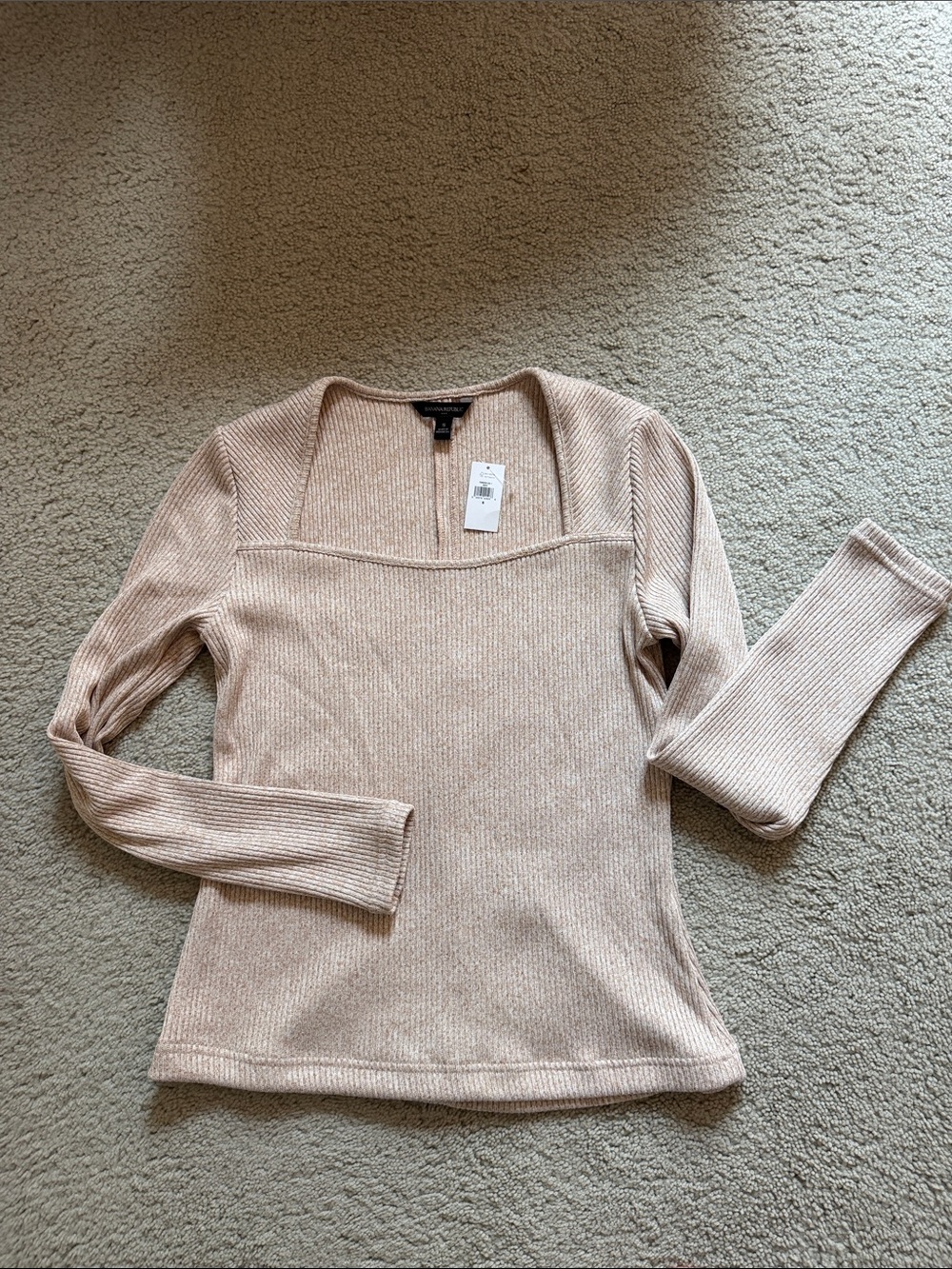 Banana Republic Ribbed Square-Neck Sweater - Cream